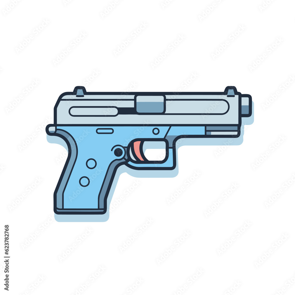 Vector of a blue gun with a red light on it