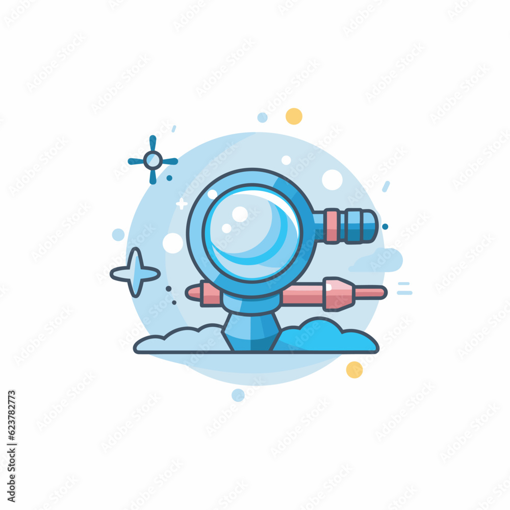 Vector of a magnifying glass on a cloud with a false concept