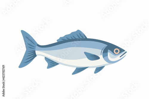 Vector of a blue and white fish on a white background
