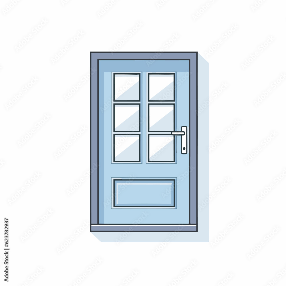 Vector of a blue door with a glass pane Vector of a blue door with a glass pane