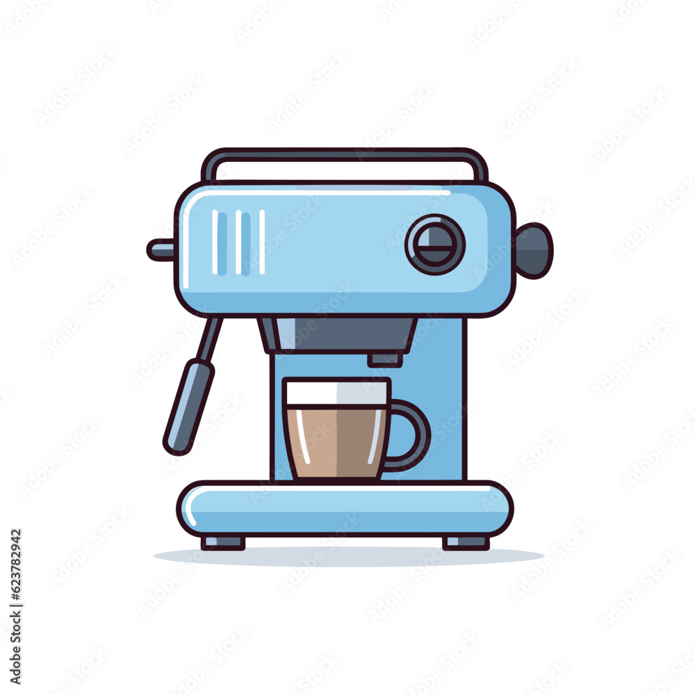 Vector of a blue coffee maker with a cup of coffee Vector of a blue coffee maker with a cup of coffee