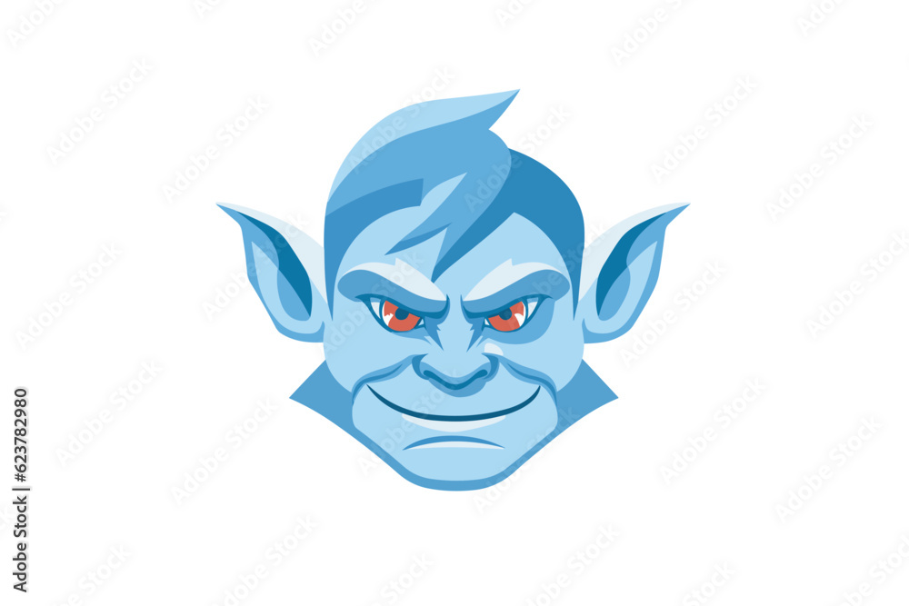 Vector of a blue troll avatar with red eyes Vector of a blue troll avatar with red eyes