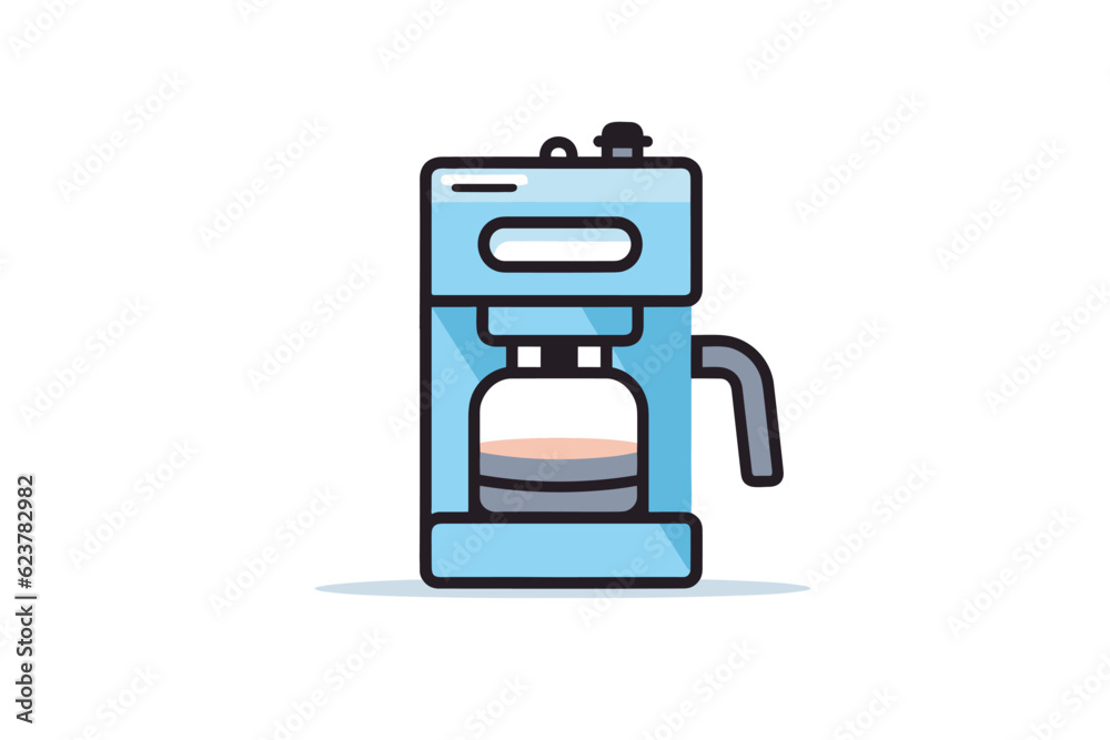Vector of a blue coffee maker on a table Vector of a blue coffee maker on a table