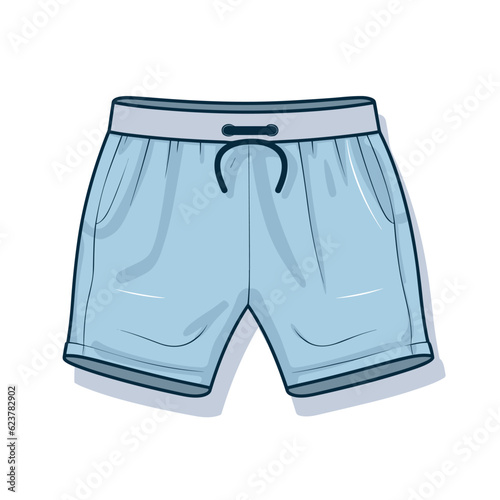 Vector of a blue shorts with a drawstring on the side