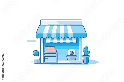 Vector of a small store with a blue awning