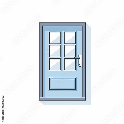Vector of a blue door with a glass pane