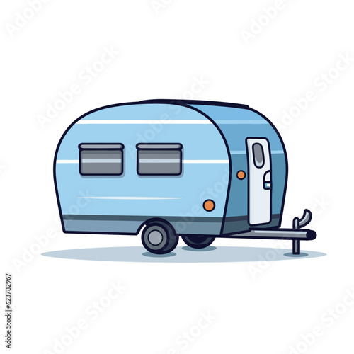 Vector of a small blue trailer with an open door