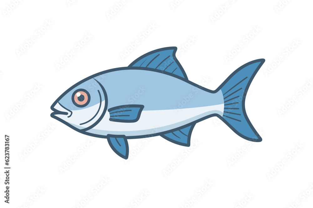 Vector of a blue fish with red eyes on a white background Vector of a blue fish with red eyes on a white background