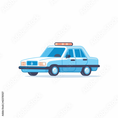 Vector of a blue police car with a light on top of it