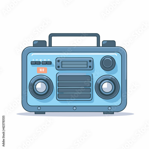 Vector of a radio with a boombox on top of it