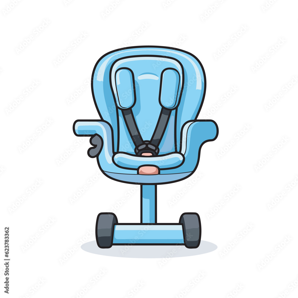 Vector of a blue car seat with a black seat belt Vector of a blue car seat with a black seat belt