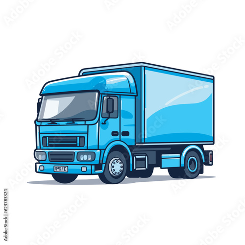 Vector of a blue semi truck on a white background