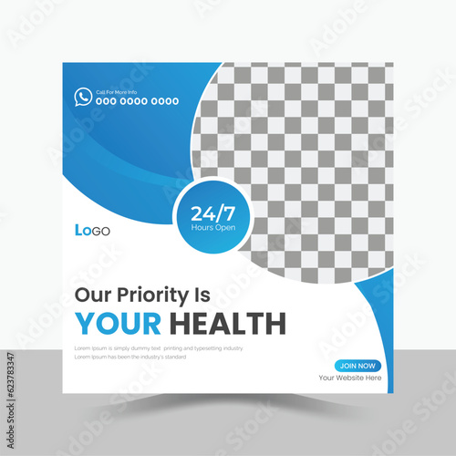 Medical, Hospital, Healthcare, Clinic Social Media Post Design.
