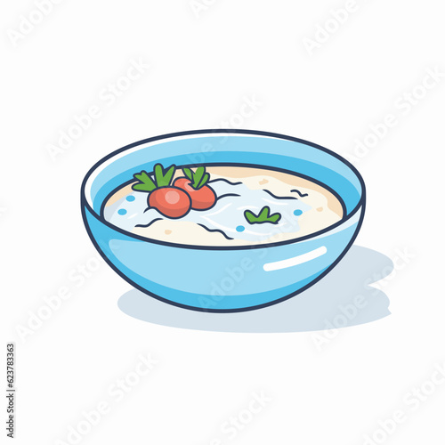 Vector of a bowl of tomato soup with fresh tomatoes on top