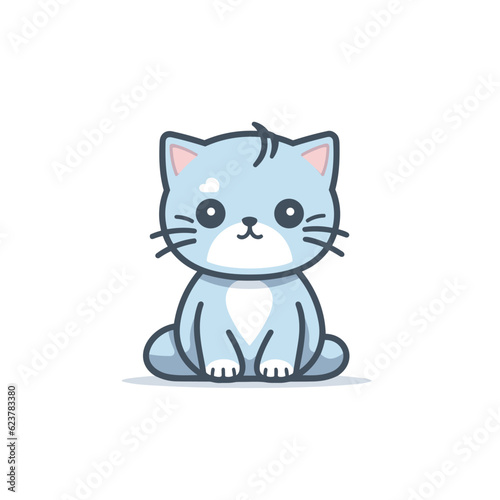 Vector of a sad blue cat sitting down