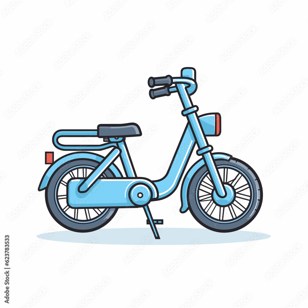 Vector of a blue scooter on a white surface