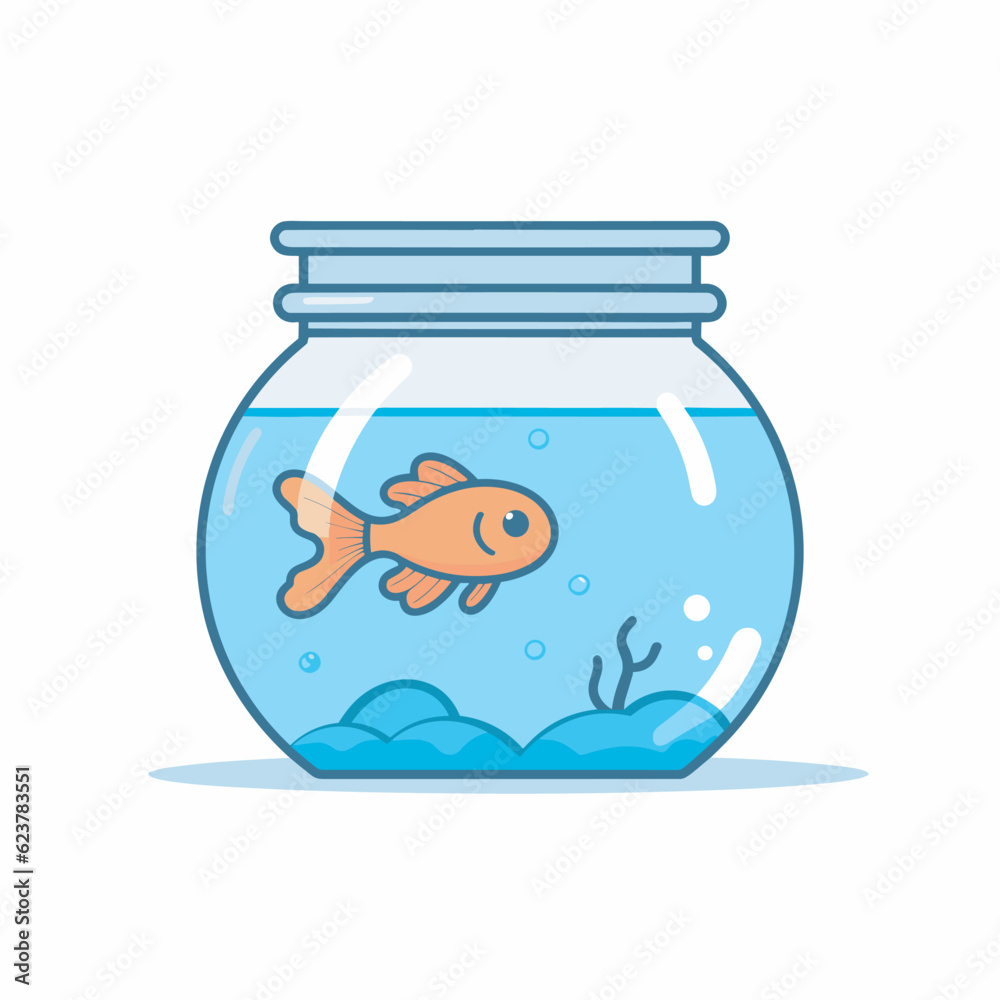 Vector of a goldfish swimming in a bowl of water Vector of a goldfish swimming in a bowl of water