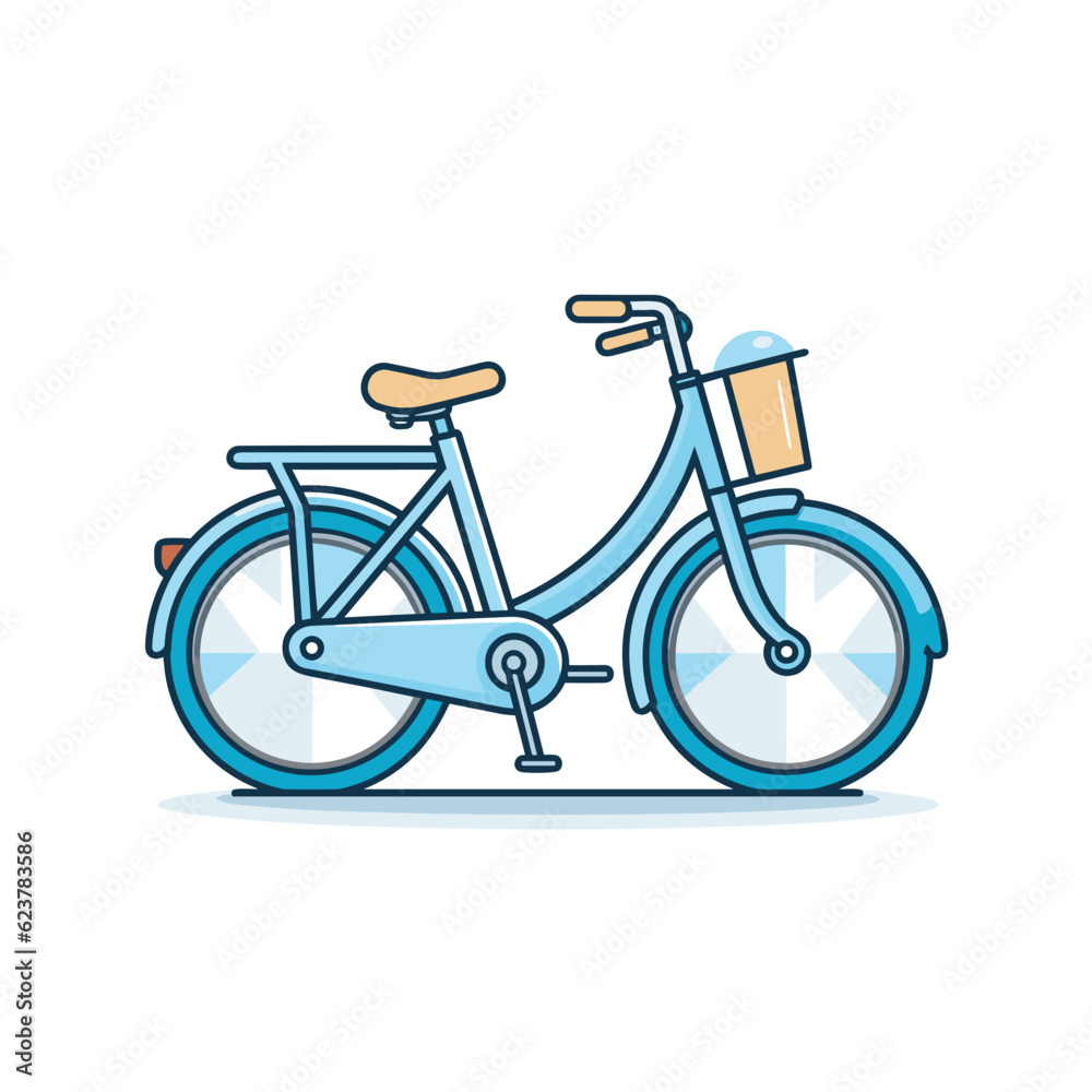 Vector of a blue bicycle with a basket on a white background Vector of a blue bicycle with a basket on a white background