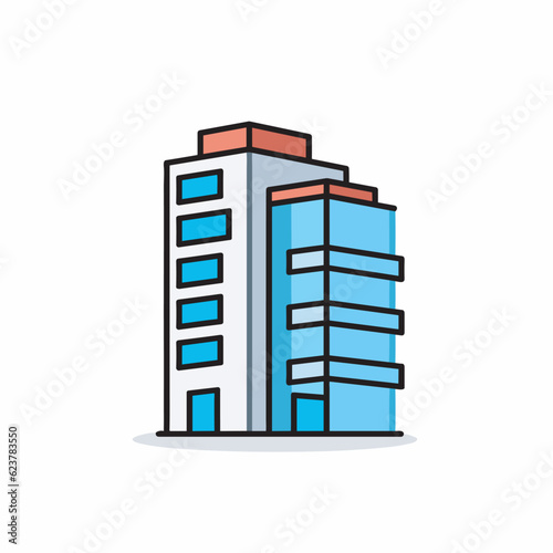 Vector of a tall building with a red top on a white background