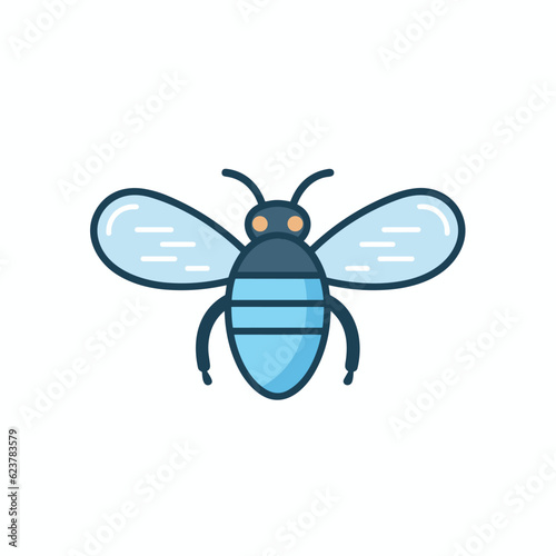 Vector of a blue and black insect on a white background © Ilgun