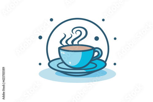 Vector of a cup of coffee with steam rising out of it