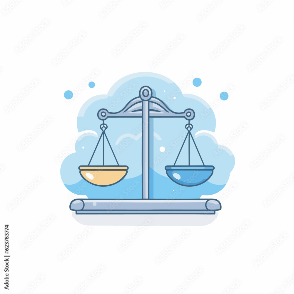 Vector of a balance scale with a yellow bowl on top of it Vector of a balance scale with a yellow bowl on top of it