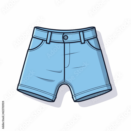 Vector of a pair of blue shorts hanging on a clothes line