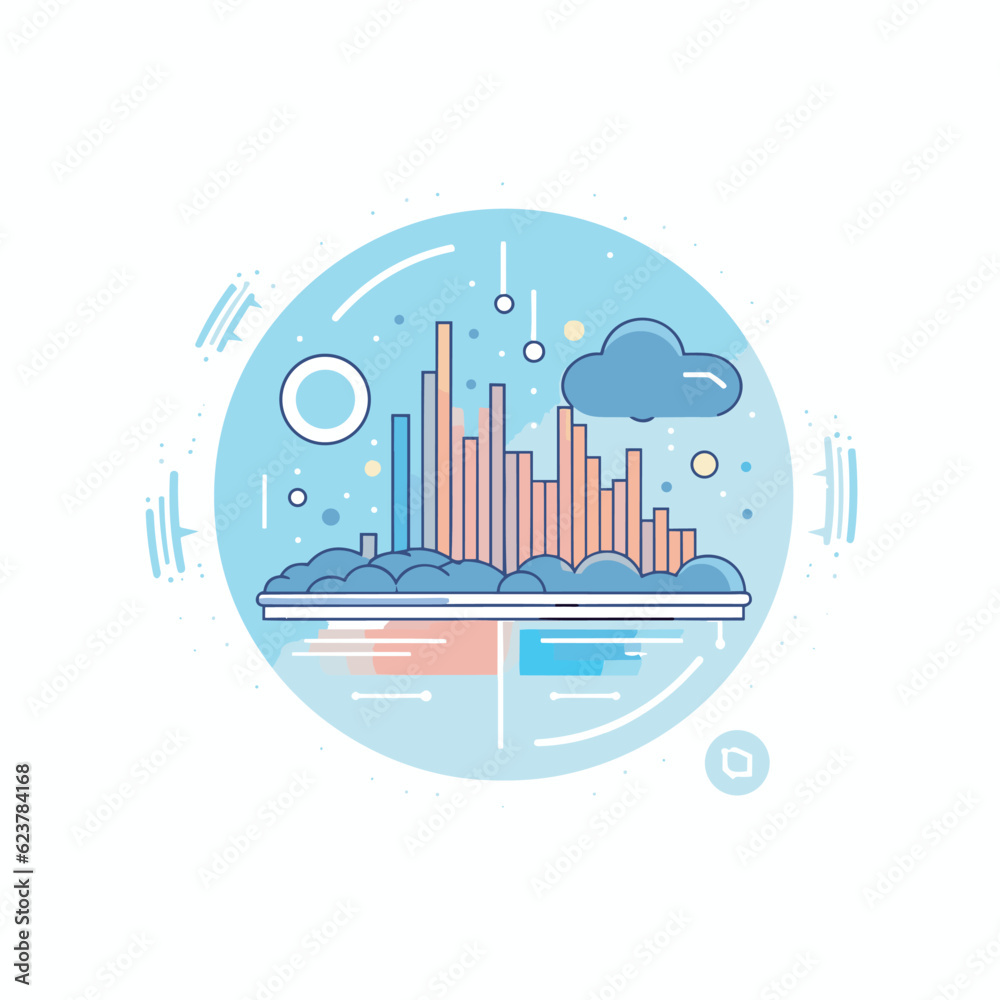 Obraz premium Vector of an illustration of a cityscape in a circular icon design
