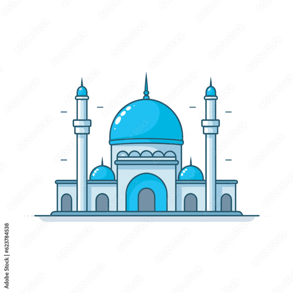Vector of a flat icon vector of a blue and white building with a dome