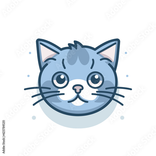 Vector of a cute and melancholic cartoon cat with a flat design