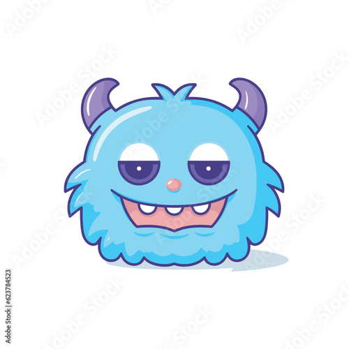 Vector of a flat icon of a blue monster with horns and big eyes