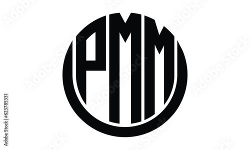 PMM shield in circle logo design vector template. lettermrk, wordmark, monogram symbol on white background. photo