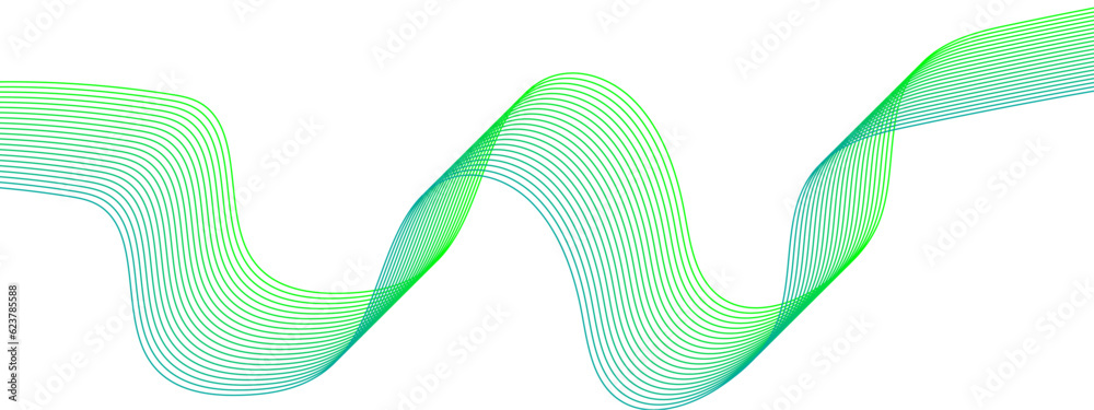 Abstract colorful green lines on a white background. Futuristic colorful blend wave lines on transparent background. Design used for technology, science, banner, template, wallpaper, business Abstract colorful green lines on a white background. Futuristic colorful blend wave lines on transparent background. Design used for technology, science, banner, template, wallpaper, business