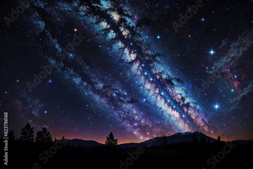 Colorful space galaxy cloud nebula. Stary night cosmos. Universe science astronomy. Supernova background wallpaper. Generative Al
