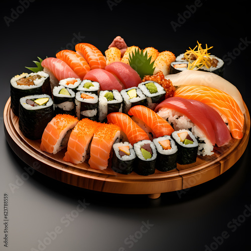 AI-Created sushi with salmon Image: A Great Addition to Any Cooking Website or Blog 