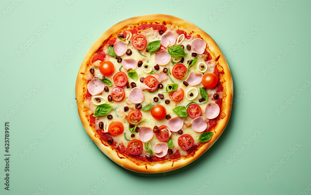 pizza with salami and tomatoes pizza with salami and tomatoes