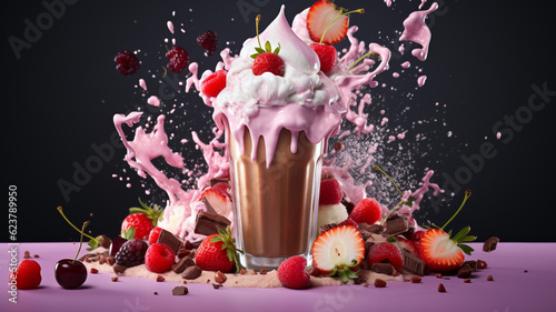 Various colorful fresh milkshake background photo