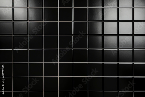 Black tile wall background bathroom floor texture.