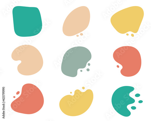 Abstract color shapes set. Vector geometric spots collection. Blobs decoration, simple design elements. Isolated. Vector illustration