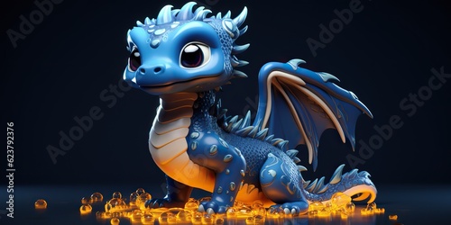 AI Generated. AI Generative. Asian chinese little cute dragon figure toy game. Symbol of culture new year power holiday. Graphic Art © Graphic Warrior