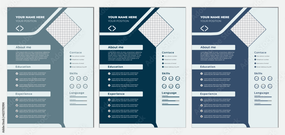 vector minimalist cv template Stock Vector | Adobe Stock