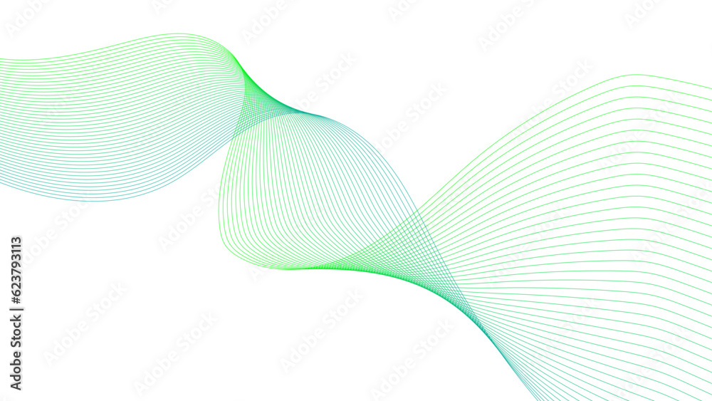 Abstract colorful green lines on a white background. Futuristic colorful blend wave lines on transparent background. Modern colorful flowing wave lines and glowing moving lines. 