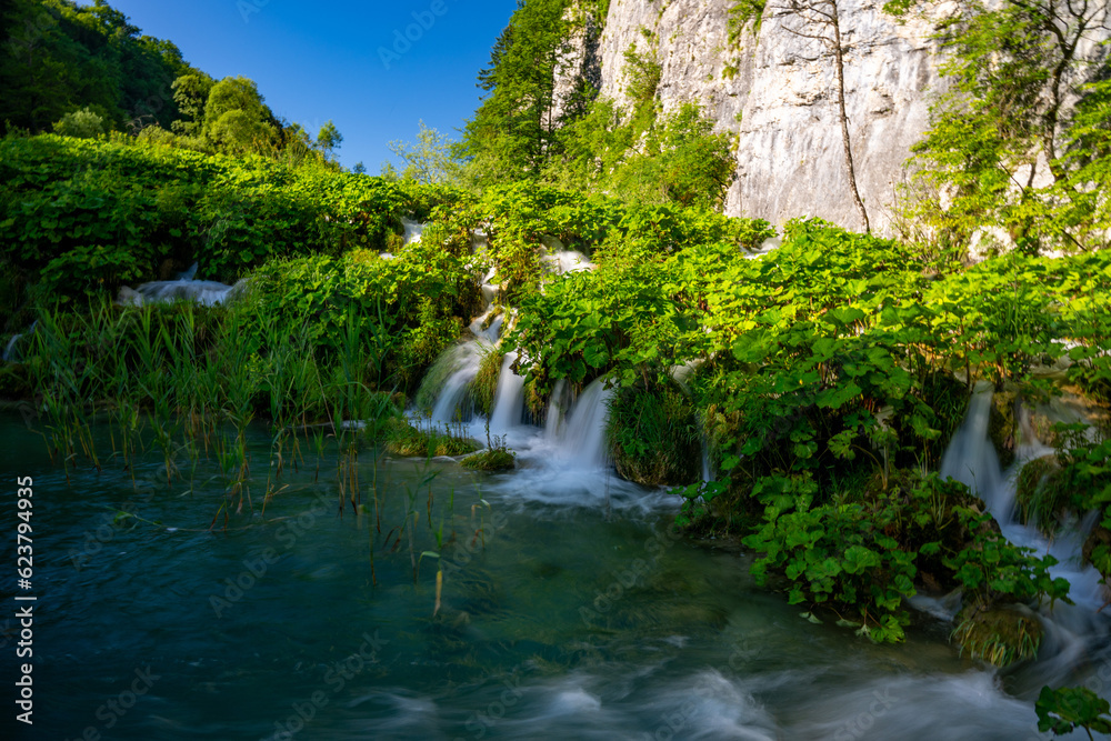 waterfall in the jungle of plitvitce