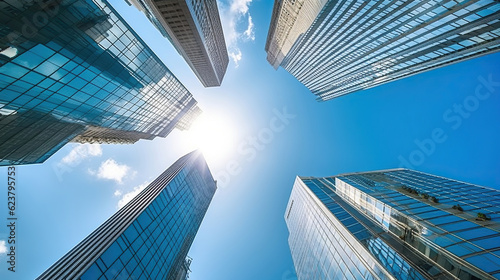 Modern Skyscrapers on sky background, Generative AI
