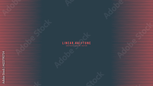 Linear Halftone Graphic Pattern Vector Vertical Border Red Black Abstract Background. Synthwave Retro Futurism Art Minimal Style Classy Decoration. Half Tone Textured Contrast Striped Abstraction