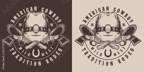 American cowboy vintage flyer monochrome