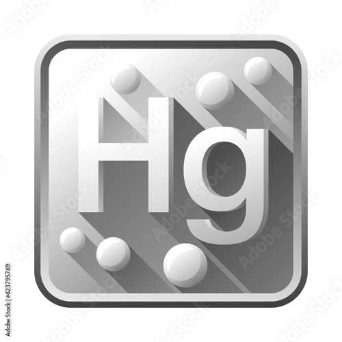 Mercury or quicksilver - chemical element 3D sign