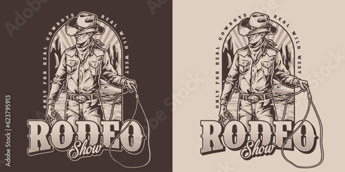 Rodeo show monochrome vintage sticker