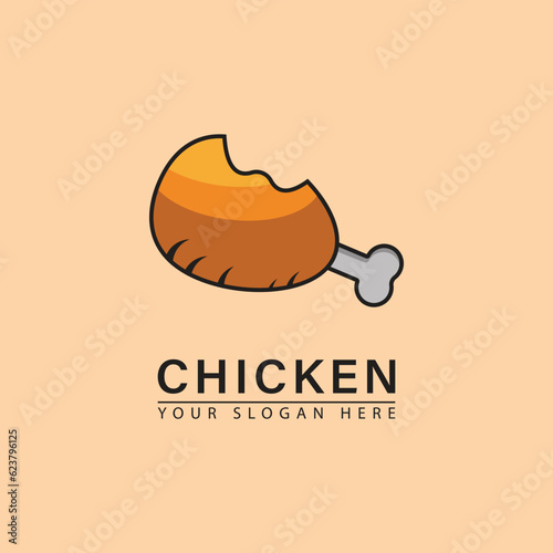 Simple fried chicken thigh logo icon vector.