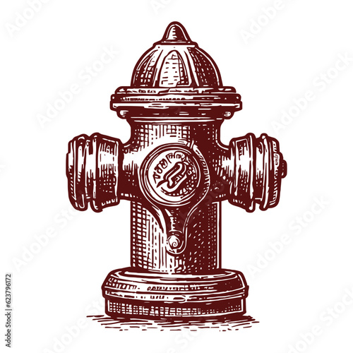 red fire hydrant vintage sketch